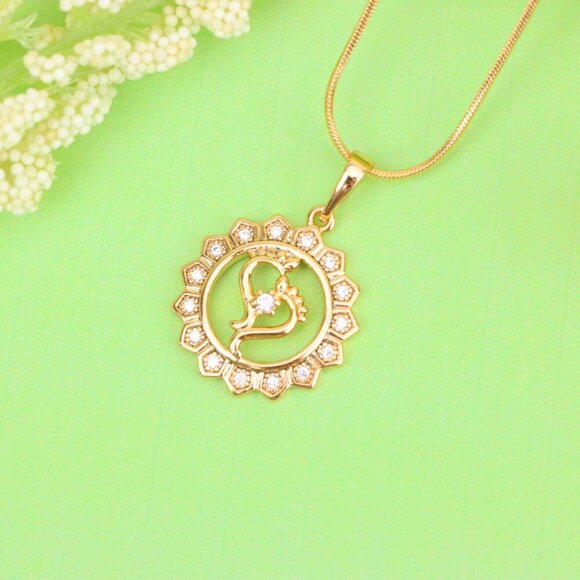 "Rose Gold Krishna Flute Pendant with Crystal Border, XPPT1579 - Picture 11 of 13